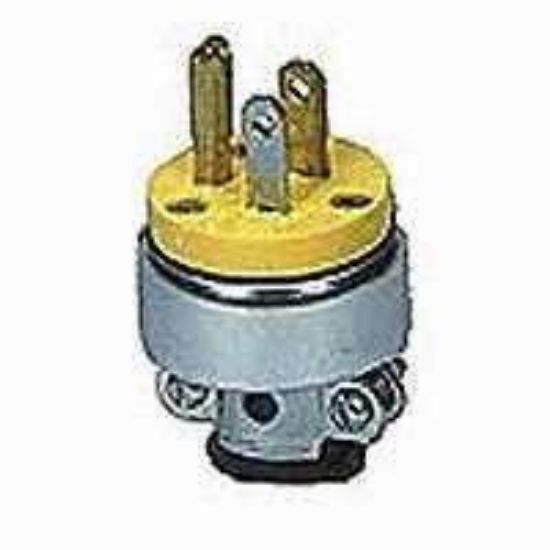 Picture of Electrical-Plug Straight-Blade Vinyl Armored Yellow 15-Amp 125 V/AC