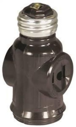 Picture of Light-Bulb-Socket Current-Tap Adapter Keyless To With 2 Polarized Outlets Phenolic Brown