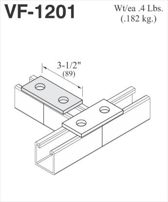 Picture of Galvanized-Steel 1-5/8 Splice-plate 2-hole 1-5/8 X 3.500"
