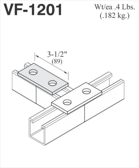 Picture of Galvanized-Steel 1-5/8 Splice-plate 2-hole 1-5/8 X 3.500"