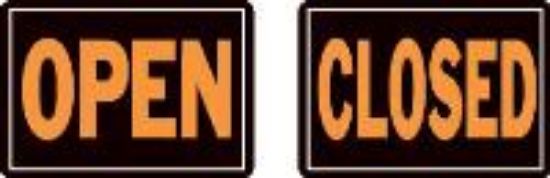 Picture of Sign "Open"/"Closed" Black/Orange Aluminum 10" x 14"