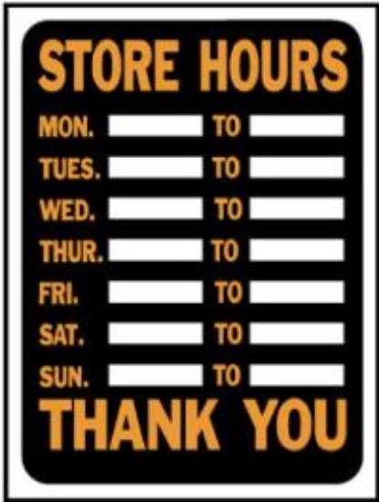 Picture of 9" x 12" Store Hours Sign
