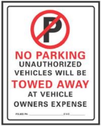 Picture of No Parking Sign Plastic 19" x 15"
