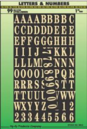 Picture of Letter & Numbers Set Gold/Black 1" 96Pc