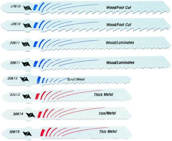 Picture of 8Pk-Bi-Metal/Wood/Lam Cutting T-Shank Jigsaw-Blade Set