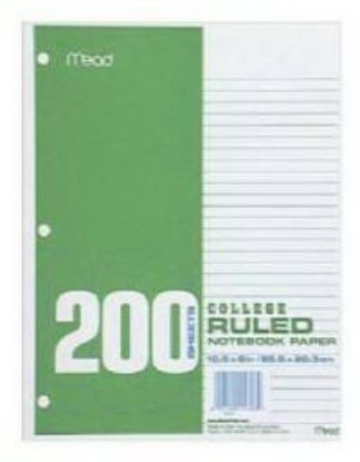 Picture of Narrow Margin Filler Paper 10 1/2" x 8" 3-Hole Punch