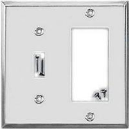 Picture of Wall-Plate Steel 2-Gang Combination-Toggle-Decorator Chrome