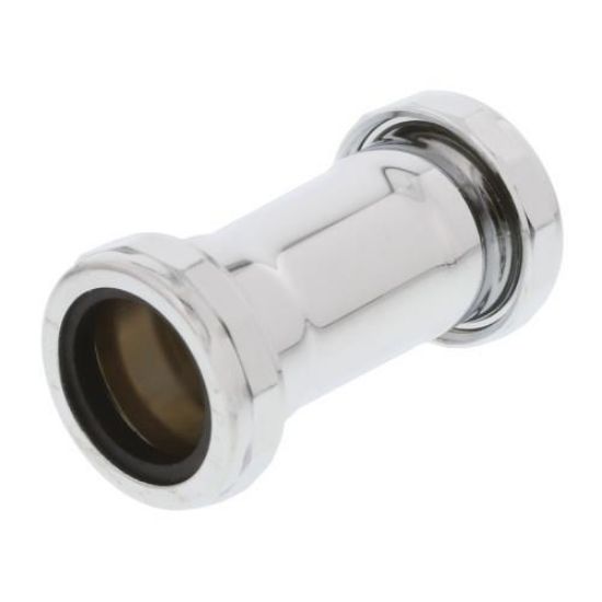 Picture of 1-1/4" Slip-Joint-Fitting Double-Slip Coupling Chrome-Plated