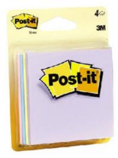 Picture of Post-It 3" x 3" Assorted Color 4 pads 50 sheets/pad