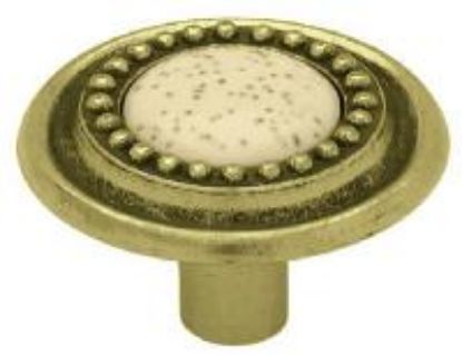 Picture of 1-1/4" PB/WHT Sun Cabinet-Knob