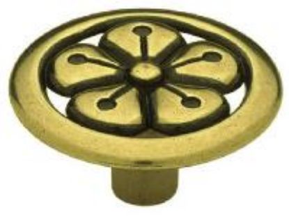 Picture of Lancaster Flower Round Cabinet-Knob Antique Brass 1-3/8"