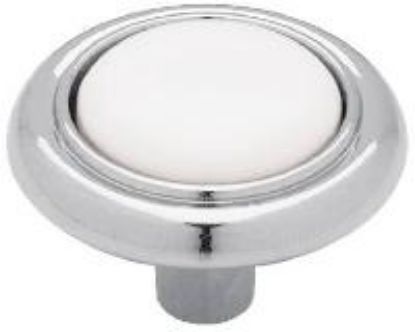 Picture of 1-1/4" CHR/WHT Round Cabinet-Knob