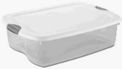 Picture of Latch Storage-Box Plastic Clear With White Lid 35-Quart