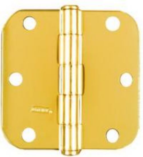Picture of Round-Corner Hinge Bright Brass 3-1/2"