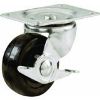 Picture of Plate-Caster w/ Side Break Swivel Soft Rubber Wheel 2" 90 Lb Load Capacity