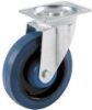 Picture of Plate-Caster Swivel Rubber-wheel Blue 4" 265 Lb Load