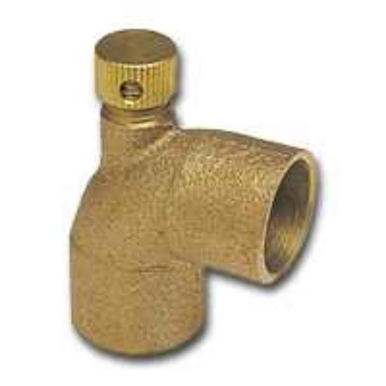 Picture of 1/2 Cast-Brass Copper 90°-Elbow C X C With Capped Drain