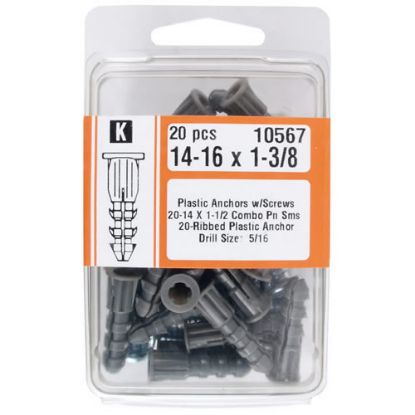 Picture of Plastic Ribbed-Anchor With-Screws #14-16 x 1-3/8"