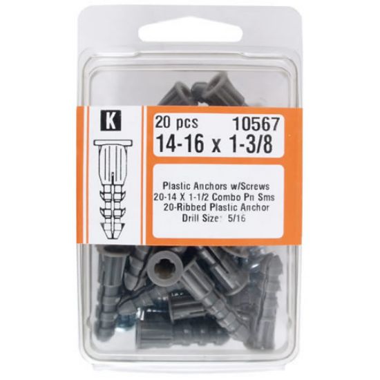 Picture of Plastic Ribbed-Anchor With-Screws #14-16 x 1-3/8"