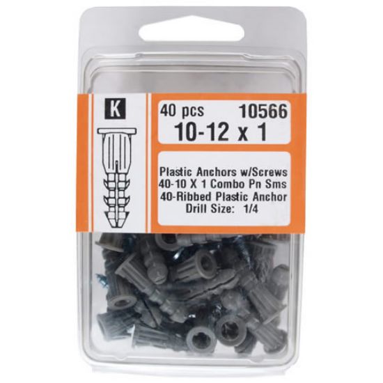 Picture of Plastic Ribbed-Anchor With-Screws #10-12 x 1"