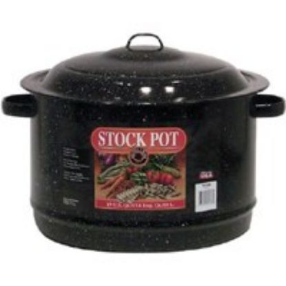 Picture of 19 Qt Granite Ware Stock-Pot With-Lid Ceramic On Steel Black