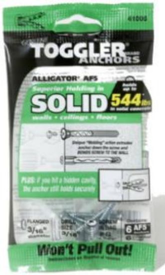 Picture of 6 Af5 Anchors With Flange & 6 #8 X 1-1/4" Screws In Bag 3/16" Drill Size