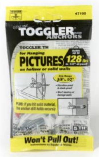 Picture of 5 Th Hook Anchors 5 #8 X 1-1/2" Screws & 1 Key In Bag For 3/8"-1/2" Walls