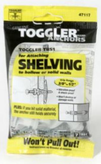 Picture of 7 TBS1 Anchors 7 #7 x 1-3/4" Screws & 1 Key In Bag For 3/8"-1/2" Walls