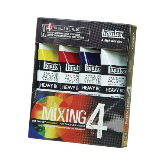 Picture of Heavy-Body-Color Primary Color Mixing Set 4 Contents 4 x 2-Ounce Heavy Body tubes of Acrylic Color &...