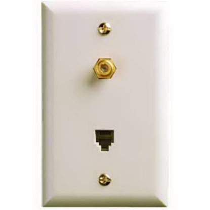 Picture of Phone/Cable Phone-Jack w/ White Wall-Plate