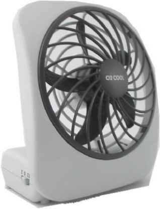 Picture of 5" Desktop Fan White Uses 2 D Cell Batteries
