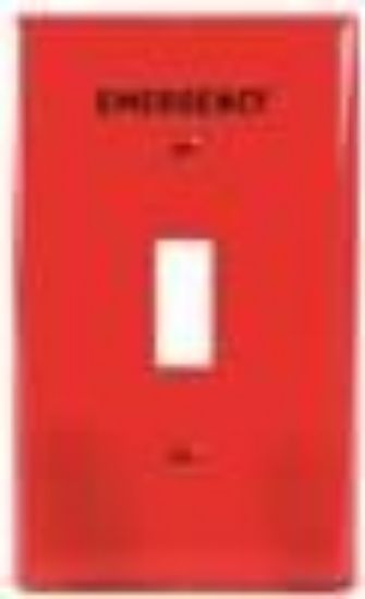 Picture of Wall-Plate Toggle Polycarb Red Pre-Marked 'Emergency'