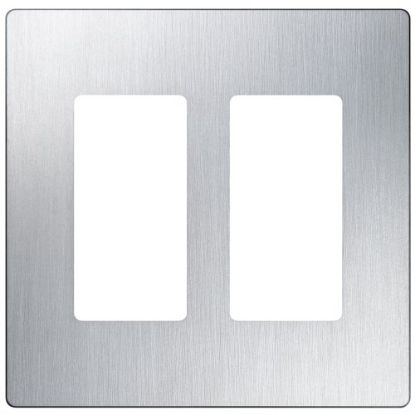 Picture of Screw-less Decora-style 2-gang Stainless-steel Wall-Plate