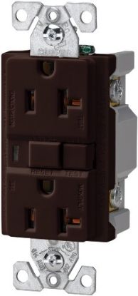 Picture of 20-Amp 125-Volt Electrical-Outlet Self-Test Double-Pole 3-Wire Brown
