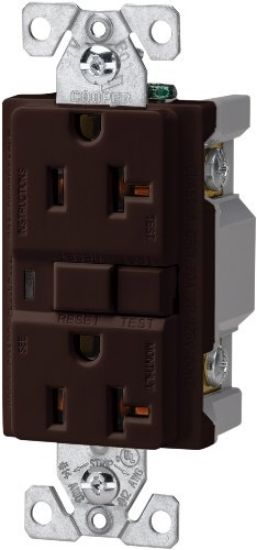Picture of 20-Amp 125-Volt Electrical-Outlet Self-Test Double-Pole 3-Wire Brown