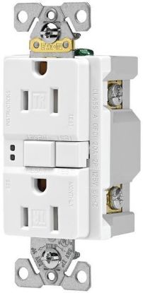 Picture of Electrical-Outlet Self-Test Duplex-Receptacle 15-Amp 135 V Double-Pole 3-Wire Tamper-Resistant White...