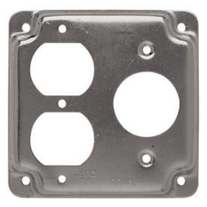 Picture of Electrical-Box-Cover Square Steel 4" 1/2" Rise Single Duplex Single-Receptacle 1.620
