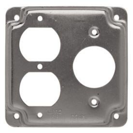 Picture of Electrical-Box-Cover Square Steel 4" 1/2" Rise Single Duplex Single-Receptacle 1.620