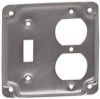 Picture of Square Electrical-Box-Cover Steel 4" 1/2" Rise Single Toggle Single Duplex-Receptacle