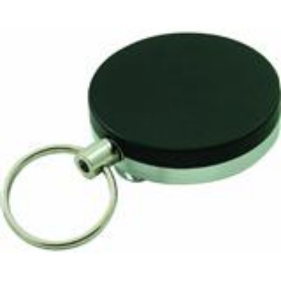 Picture of Key-Ring Split-Ring Key-Reel Black/Chrome 2" Diameter with 1-1/16" and 24" Cable