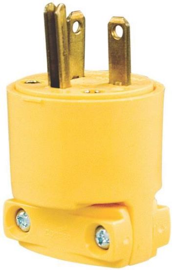 Picture of Electrical-Plug 125-Volt 20-Amp Grounded Straight Double-Pole 3-Wire Yellow