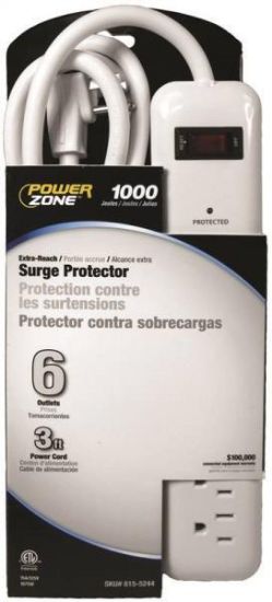 Picture of 6-Outlet Power-Strip Surge Suppression Cord 125-Volt 15-Amp White