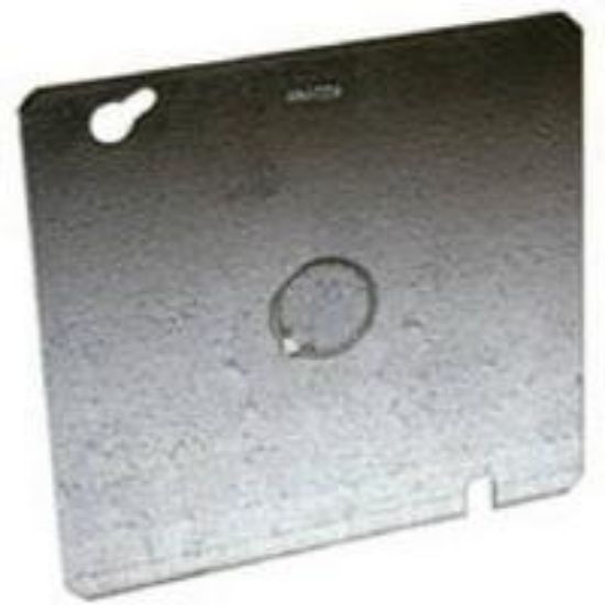 Picture of Square Steel Electrical-Box-Cover Flat Blank 4-11/16" With 1/2" Knockout