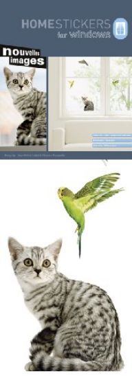 Picture of Budgerigars and Cat Window Sticker