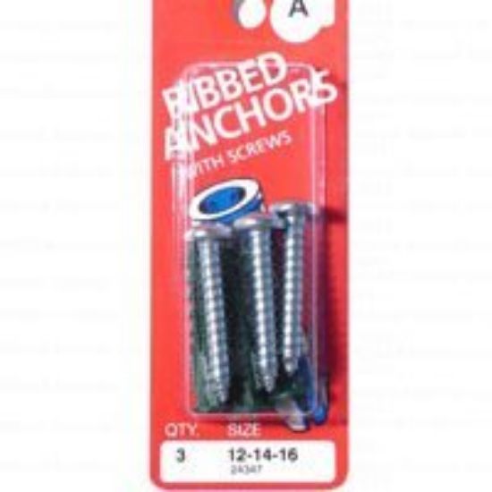 Picture of Plastic Ribbed-Anchor With-Screws #12-14-16