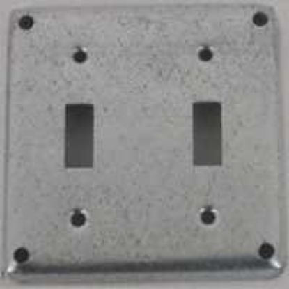 Picture of Electrical-Box-Cover Square Steel Double-Toggle 4" 1/2" Rise