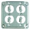 Picture of Square Electrical-Box-Cover Double Duplex-Receptacle Steel 4" 1/2" Rise