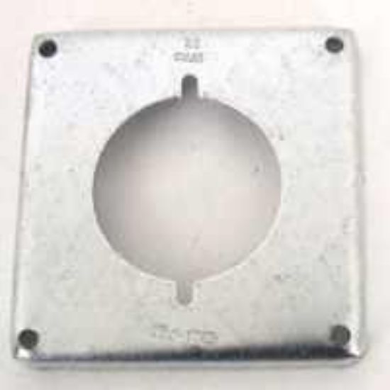 Picture of Square Electrical-Box-Cover Steel 4" 1/2" Rise Single-Receptacle 2.141" Diameter