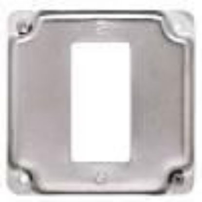 Picture of Square Electrical-Box-Cover Steel 4" x 1/2" Rise Single GFCI
