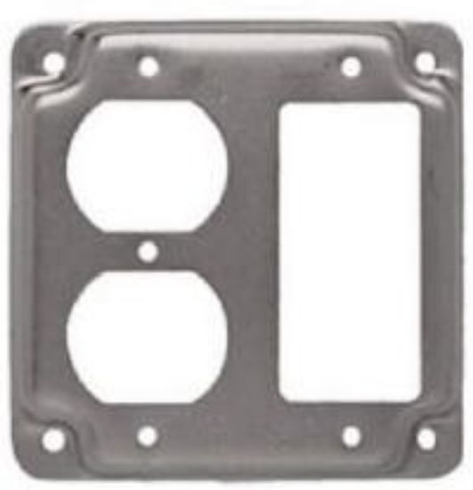 Picture of Electrical-Box-Cover Square Steel 4" 1/2" Rise Single Duplex Single GFCI